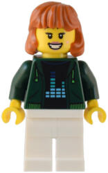 LEGO® Minifigurák Gaming Tournament Spectator - Female, Dark Green Hoodie with Bright Green Drawstrings, White Legs, D cty1542 (cty1542)