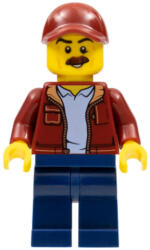 LEGO® Minifigurák Man, Dark Red Jacket with Bright Light Blue Shirt, Dark Blue Legs, Dark Red Cap with Hole, Moustache cty1043 (cty1043)