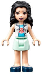 LEGO® Minifigurák Friends Emma - White Top with Paw Print Undershirt, Light Aqua Skirt, Dark Blue Shoes with Straps, D frnd438 (frnd438)