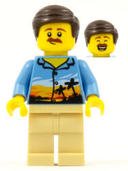 LEGO® Minifigurák Hiker, Male Parent, Palm Tree Shirt, Moustache, Dark Brown Smooth Hair cty0909 (cty0909)