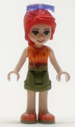 LEGO® Minifigurák Friends Mia - Olive Green Shorts, Orange and Bright Light Orange Top with Lightning Bolts, Orange Sh frnd388 (frnd388)