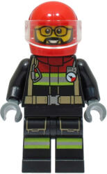 LEGO® Minifigurák Fire - Male, Black Jacket and Legs with Reflective Stripes and Red Collar, Red Helmet, Trans-Clear V cty1567 (cty1567)