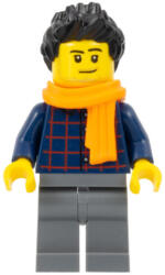 LEGO® Minifigurák Street Performer / Busker - Male, Dark Blue Plaid Button Shirt, Dark Bluish Gray Legs, Black Spiked cty0939 (cty0939)