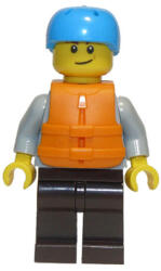 LEGO® Minifigurák Rafter, Adult Son, Dark Azure Sports Helmet, Orange 2 Strap Life Jacket cty0914 (cty0914)