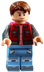 LEGO® Minifigurák Marty McFly - Red Vest with Pockets, Dark Bluish Gray Arms btf001 (btf001)