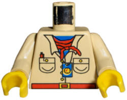 LEGO® Alkatrészek (Pick a Brick) Bézs Minifig Felsőrész, Felfedező Sivatagi Safari Ruha Piros Kendő és Iránytű 973pa6c01 (973pa6c01)