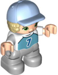 LEGO® Minifigurák Duplo Figure Lego Ville, Child Boy, Light Bluish Gray Legs, Medium Azure Top with Number 7, Tan Hair 47205pb087 (47205pb087)