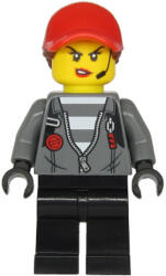 LEGO® Minifigurák Police - Jail Prisoner Jacket over Prison Stripes, Female, Black Legs, Red Cap with Ponytail cty1142 (cty1142)