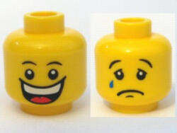 LEGO® Alkatrészek (Pick a Brick) Sárga Minifigura Fej, Dupla festéssel Nevető/Síró Arccal 3626bpb0368 (3626bpb0368)