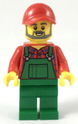 LEGO® Minifigurák Farmer - Red Cap and Flannel Shirt, Dark Bluish Gray Beard, Green Overalls cty0984 (cty0984)