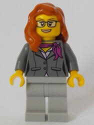 LEGO® Minifigurák Scientist - Female, Dark Bluish Gray Jacket with Magenta Scarf, Dark Orange Female Hair over Shoulde cty1058 (cty1058)