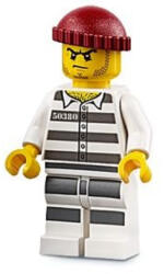 LEGO® Minifigurák Sky Police - Jail Prisoner 50380 Prison Stripes, Stubble, Dark Red Knit Cap cty0954 (cty0954)