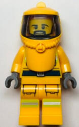 LEGO® Minifigurák Fire - Reflective Stripes, Bright Light Orange Suit and Hood Hazard with Trans-Black Face Shield, Be cty1360 (cty1360)