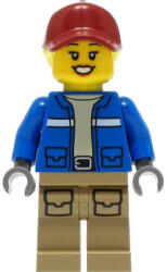 LEGO® Minifigurák Wildlife Rescue Explorer - Female, Blue Jacket, Dark Tan Legs with Pockets, Dark Red Cap, Bright Lig cty1305 (cty1305)