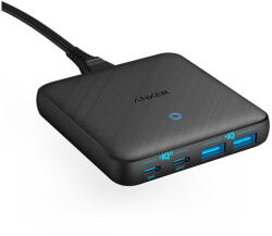 Anker Incarcator de retea Anker Ultra Slim PowerPort 543 Atom, 65W, 2x USB-C, 2x USB-A, PowerIQ 3.0, Negru (A2046G12)