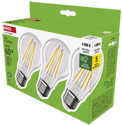 EMOS EMOS ZF5148.3, LED izzó Filament A60 / E27 / 3, 8 W (60 W) / 806 lm / természetes fehér 3db (ZF5148-3)
