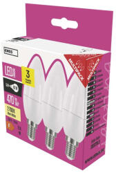 EMOS EMOS ZQ3220.3, LED izzó Classic gyertya / E14 / 5 W (40 W) / 470 lm / meleg fehér 3db (ZQ3220-3)
