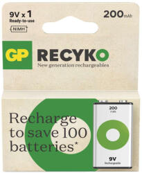 GP Batteries EMOS B2552, GP ReCyko NiMH Akkumulátor 6HR61 (9V) 200mAh (B2552)