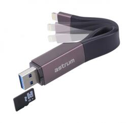 Astrum AA230 2in1 8pin lightning - USB 3.0 OTG adatkábel beépített MicroSD kártyaolvasóval, MFI engedéllyel - fizz