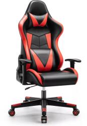 Astrum eSPORT állítható gamer szék, behúzható lábtartó, állítható kartámasz, kényelmes párnák, dönthető háttámla fekete - piros