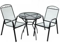 ROJAPLAST Pescara fém kerti bútor szett, 2db székkel, fekete