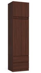 AKORD - Wenge Széles Ruhásszekrény Nadstawkával, 60 cm, 2 Ajtó, 2 Fiók, Laminált Lemez, ABS Széllel, Álló Bútor, Matt Felület, Összeszerelhető, Barna, SYSTEM STAR (2393)
