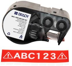 Brady M4C-1000-595-RD-WT / 170837, 25.40 mm x 7.62 m, Vinil, text alb / fundal rosu (M4C-1000-595-RD-WT / 170837)