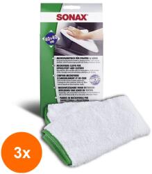 SONAX Set 3 x Laveta din Microfibre pentru Tapiterie Textila si Piele, Sonax (DEM-3xMDR-416800)