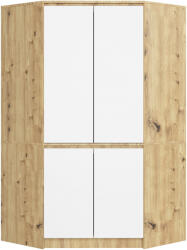 AKORD Sarokszekrény S100 4 Ajtós CLP Rendszerben, Dió Artizán/Borítólapok Fehérek, 100x180x50cm, Laminált Lemez, Minimalista Dizájn (3063)