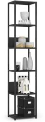 AKORD - Industrial Loft Álló Polcrendszer, Fekete, 40cm Széles, 192cm Magas, 6 Polccal, Matt Felület (2909)