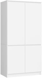 AKORD - CLP Szabadon álló 4 ajtós fehér szekrény S90, 90x180x51 cm, önálló összeszerelés, ABS élzáró, laminált lapok, mat felület, 4 polc, kiváló minőségben (3117)