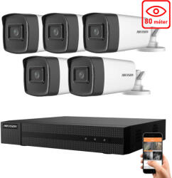 Hikvision 5 megapixeles 5 kamerás rendszer 80 méter látótávolság