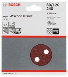 Bosch Csiszolópapír C430, 5 db 60; 120; 240 2608605107 (2608605107)