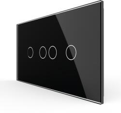 LIVOLO Intrerupator Dublu + Dublu cu Touch LIVOLO cu Rama Din Sticla, Standard Italian, 4M - culoare negru
