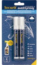Securit Marker cu cretă impermeabil Securit, grosime: 2-6 mm, alb, 2 buc