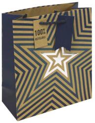 Eurowrap ajándéktasak (21, 5x25x10 cm) kraft, kék, csillagos (5) (34966-3C)