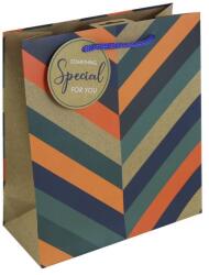 Eurowrap ajándéktasak (21, 5x25x10 cm) kék, narancs csíkos (5) (35368-3C)