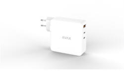  AVAX CH921W PRIME 140W GaN gyors hálózati töltő 2x Type C (PD 3.1)+USB A 30W, fehér (AVAX CH921W) - bstrade