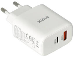  AVAX CH360 SPEEDY 65W GaN hálózati töltő USB A (QC)+Type C (PD3.0), fehér (AVAX CH360) - bstrade