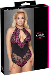 Cottelli Collection Plus Size - virágos body (fekete-lila) (26429481081) - pleasure4you