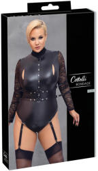 Cottelli Collection Bondage Plus Size - csipkésujjú body (fekete) (26432001071)