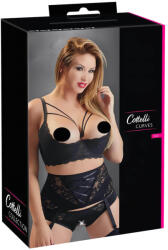 Cottelli Collection Plus Size - pántos, gyűrűs mellemelő (fekete) (22209381481) - pleasure4you