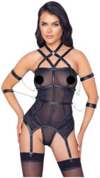 Cottelli Collection Bondage - pántos felső kézrögzítőkkel és tanga (fekete) (26329771041)