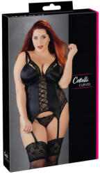 Cottelli Collection Plus Size - variálható harisnyatartós felső (fekete) (26321871071) - pleasure4you