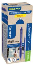 Pilot Rollertoll, 0, 35 mm, törölhető, nyomógombos, PILOT "Frixion Clicker, Bonus Pack", kék - 12 db toll + 12 db betét (PFBKB)