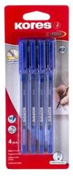 Kores Golyóstoll, 1, 0 mm, kupakos, háromszögletű, KORES "K2-M", kék - 4db (IK37214)