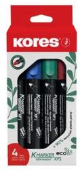 Kores Alkoholos marker készlet, 3 mm, kúpos, KORES "Eco K-Marker", 4 különböző szín (IK20764)