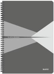 Leitz Spirálfüzet, A4, kockás, 90 lap, PP borító, LEITZ "Office", szürke (E44950085)