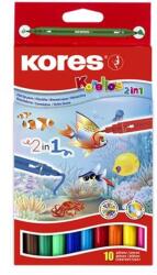 Kores Filctoll készlet, 1-3 mm, kimosható, KORES "Korellos 2in1", 10 különböző szín (IK29021)