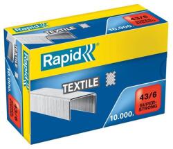 Rapid Tűzőkapocs, 43/6, horganyzott, textil, RAPID "Superstrong" - 1000db (E24872200)